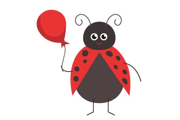 Spring Lady Bug Holding a Balloon