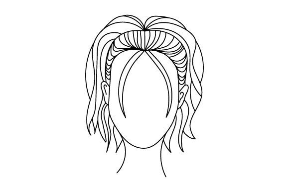 Y2K Hairstyle, Line Art 2 for Crafts and Beauty Amp